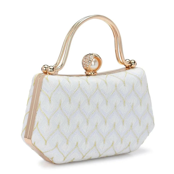 Joban Fashion Bridal Hand Clutch For Women & Young Girls - White - Dista