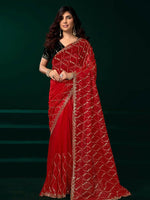 Thumbnail for Joban Fashion Red Net Party Wear Sarees - Distacart