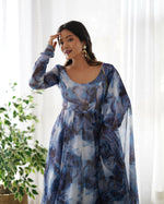 Thumbnail for Joban Fashion Navy Blue Kurta Set Organza Sequin Embroidery Work - Distacart