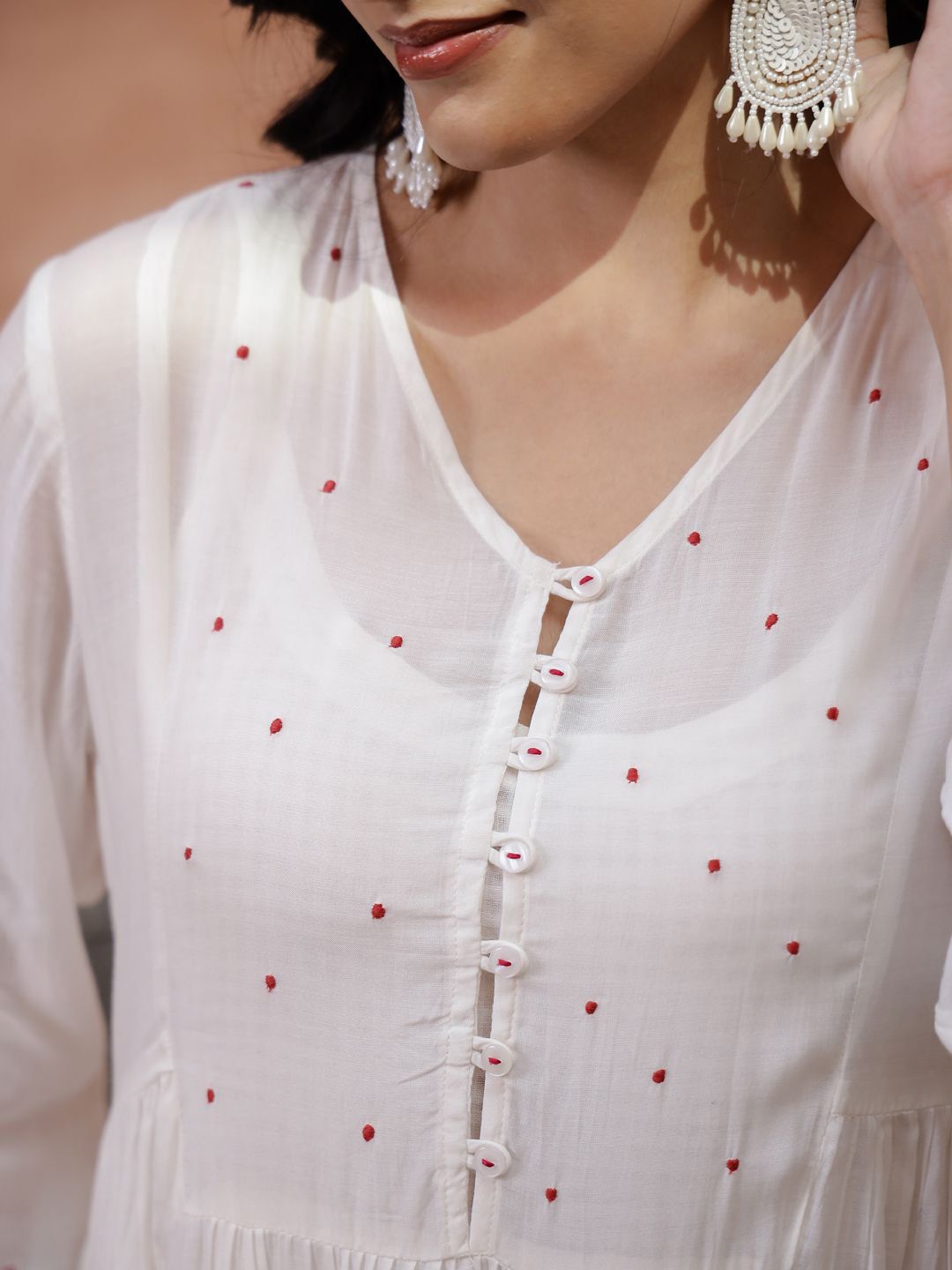 Sangria Floral Embroidered Thread Work Kurta with Trouser - Distacart