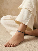 Thumbnail for NVR Women Set of 2 Black Beaded Evil Eye Anklet - Distacart