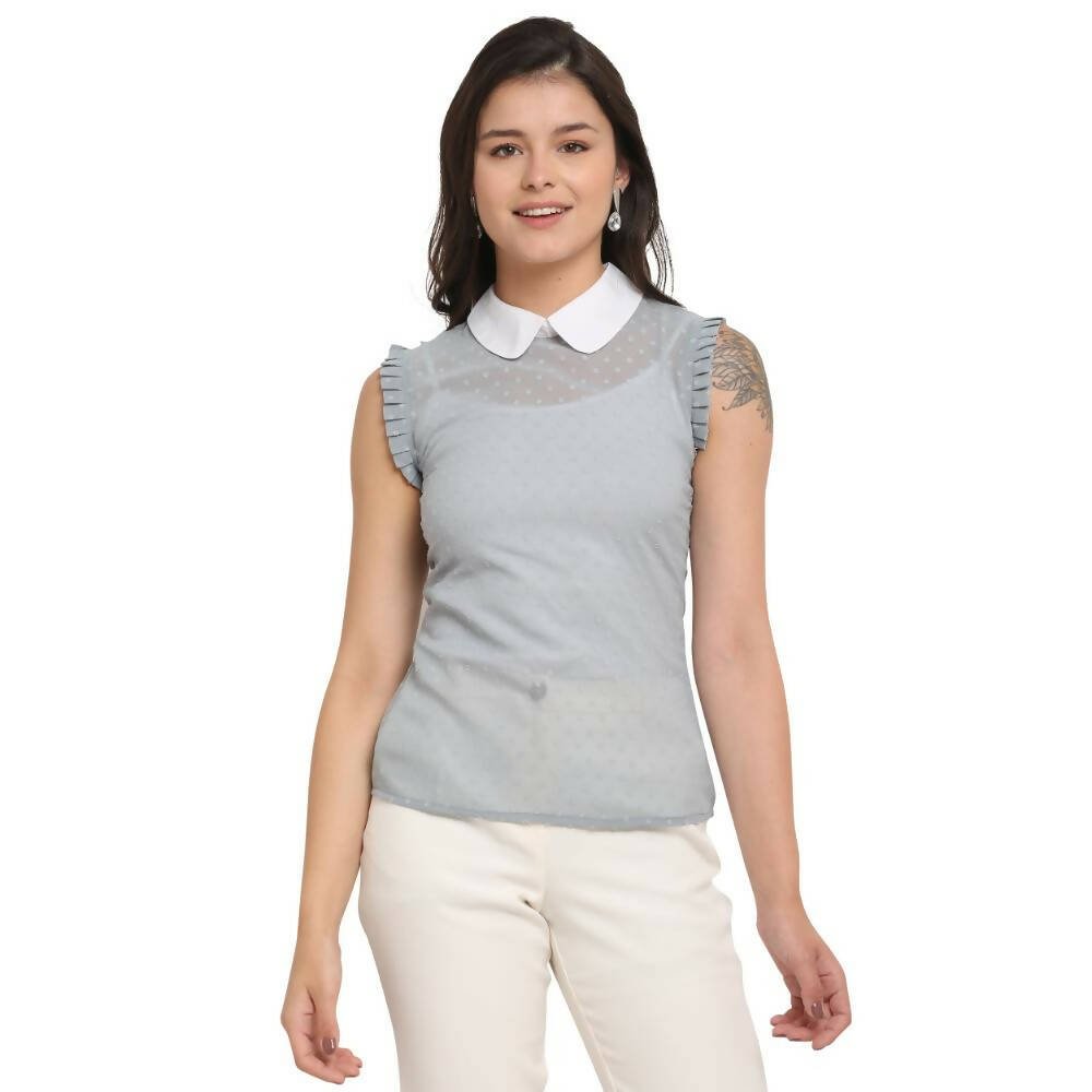 Aastha Fashion Women's Grey Georgette Solid Casual Top - Distacart