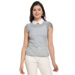 Thumbnail for Aastha Fashion Women's Grey Georgette Solid Casual Top - Distacart