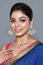 Thumbnail for Joban Fashion Women Kundan Pearl Golden White Earrings - Distacart