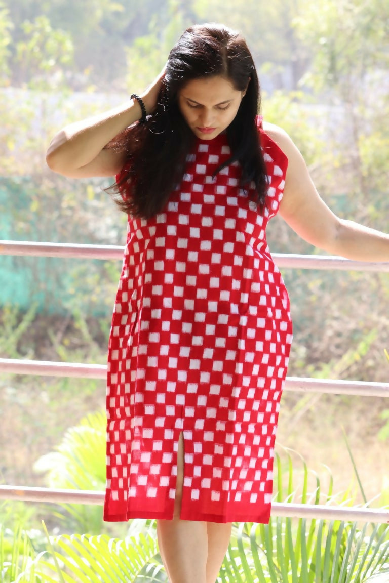AnandaChhaya Red Sambalpuri Dress 2