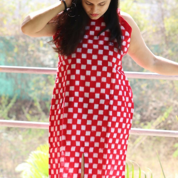 AnandaChhaya Red Sambalpuri Dress 2