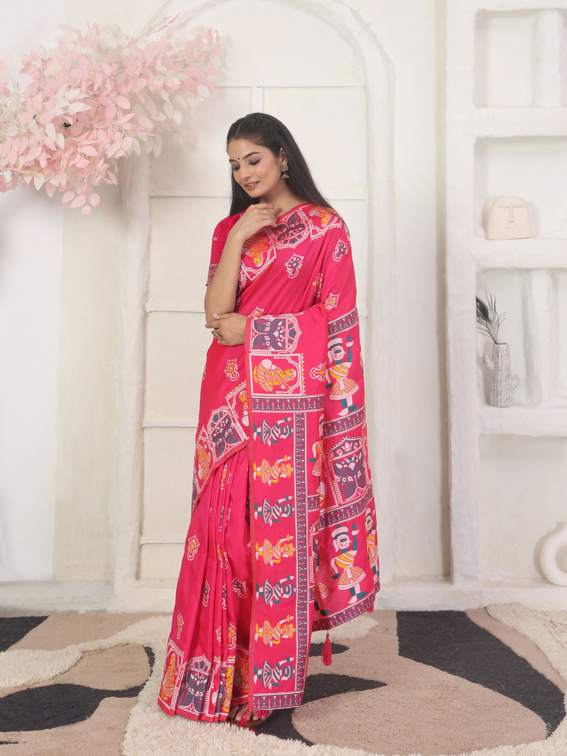 Astita Silk Blend Pink Saree