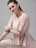 Ahalyaa Women Pink Rayon Gold Foil Print Tunic