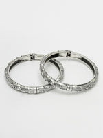 Thumbnail for NVR Women's Silver-Toned German Silver Floral Oxidised Kada Bangle - Distacart