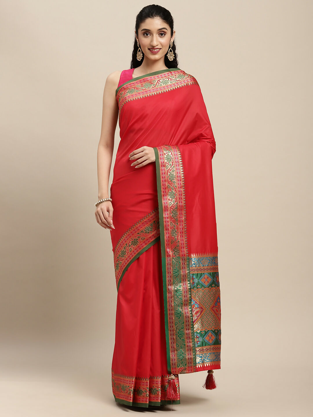 Astita Silk Blend Red Saree