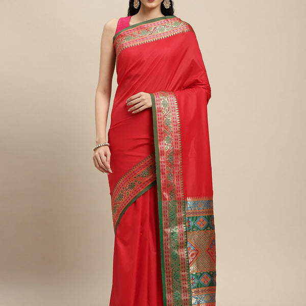 Astita Silk Blend Red Saree