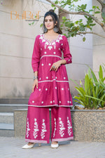 Thumbnail for BulBul Dhawani Rayon Wine Co-Ord Set
