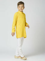 Thumbnail for Joban Fashion Kids Island Full Sleeves Cotton Kurta and Pyjama Set with Sequin work - Yellow - Distacart