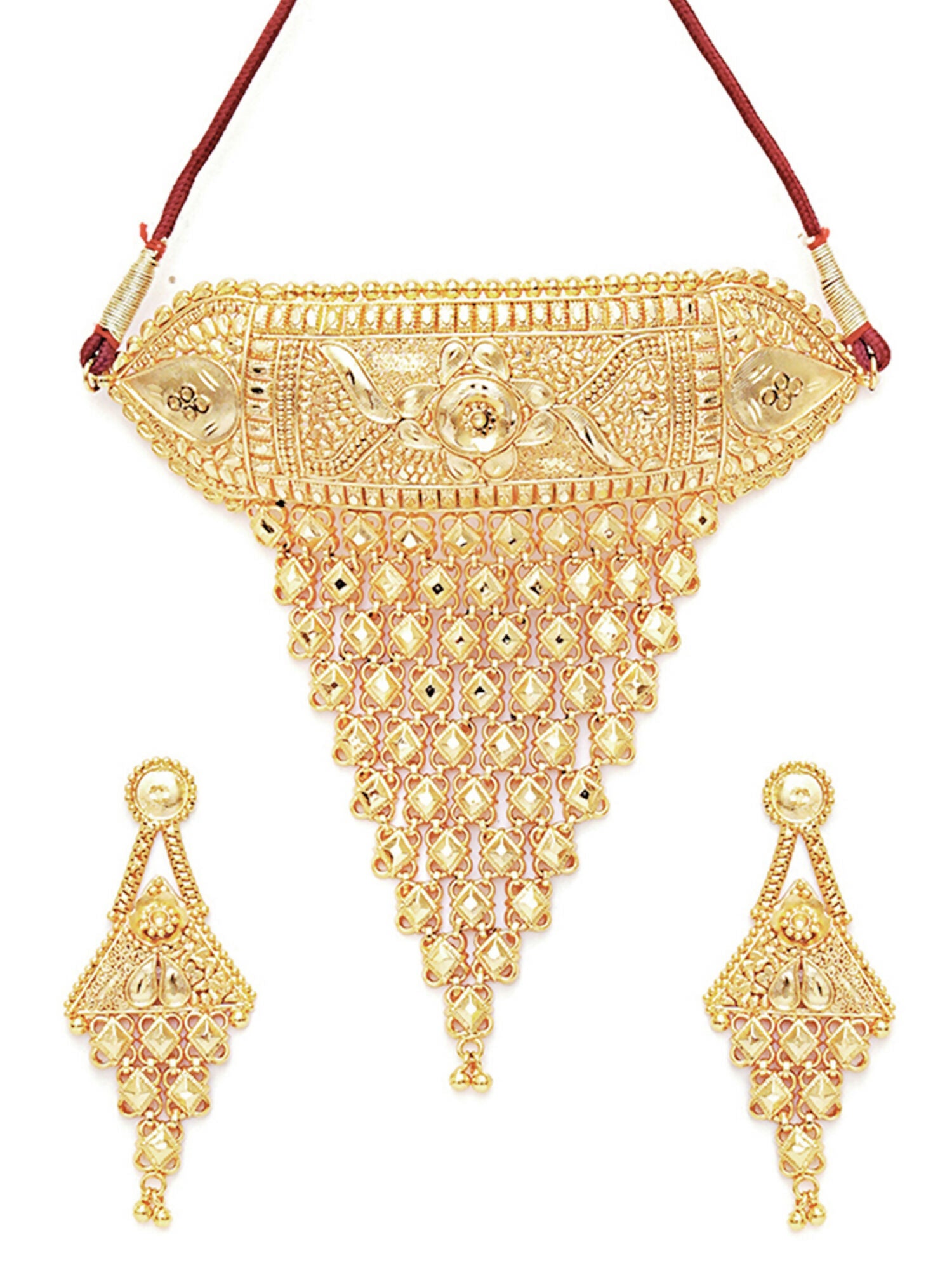 Gold plating jewellery set (Gold) - Ruby Raang - Distacart