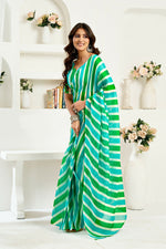 Thumbnail for Vastranavya Green Digital Printed Linen Ready To Wear Designer Saree with Unstitched Blouse - Distacart