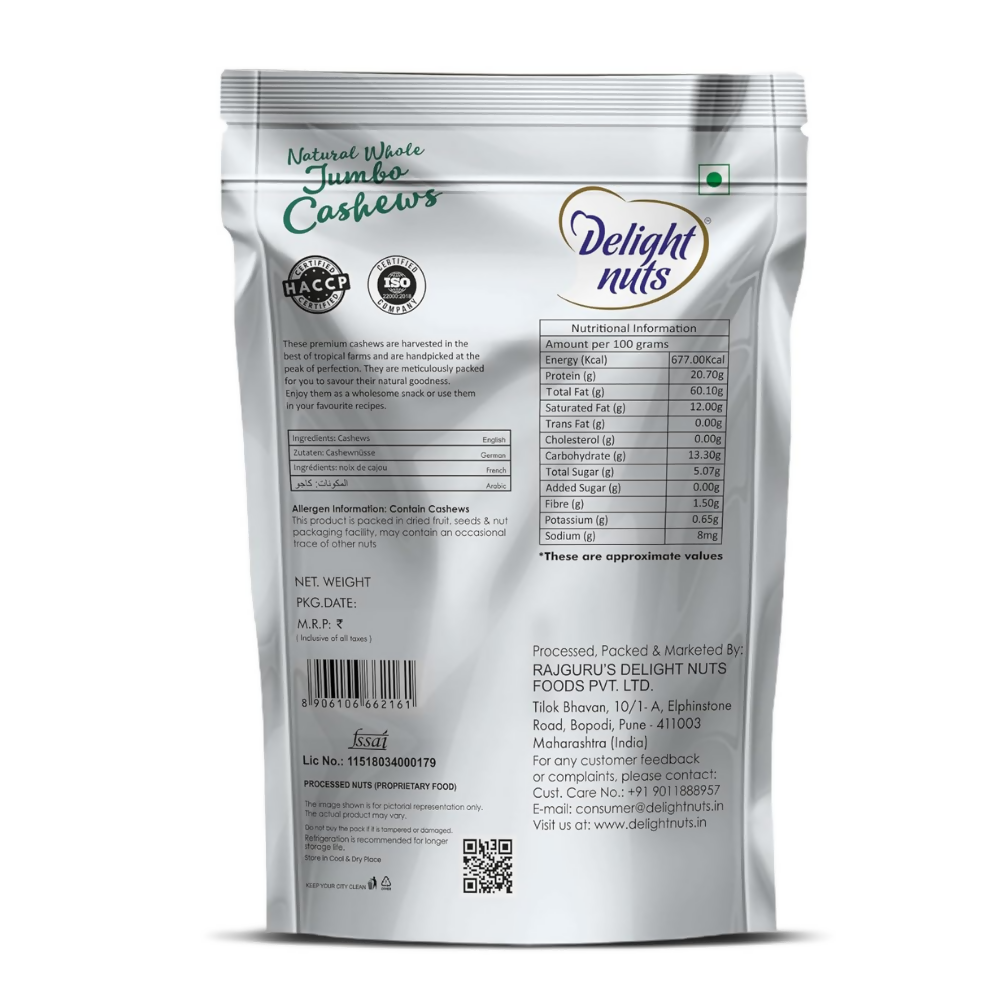 Delight nuts Jumbo Natural Whole Cashews - Dista