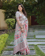 Thumbnail for Vastranavya Luxury and Beautiful Soft, Smooth, Flowing Original Pashmina Soft Cotton Saree with Matching Blouse Fabric - Off White - Distacart