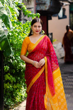 Thumbnail for Light Red Polycotton Ethnic Motifs Saree with Unstitched Blouse - A2M