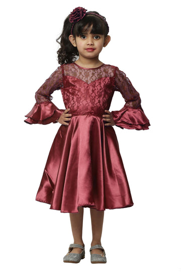 Asmaani Kids Party Wear Stylish Dresses, Perfect for Parties, Functions & Vacations - Maroon - Distacart