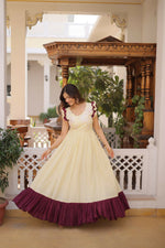 Thumbnail for Teeya Creation Womens New Trendy Cotton With Sequins Multithreaded Beads Embroidered Work Gown Set - Dista