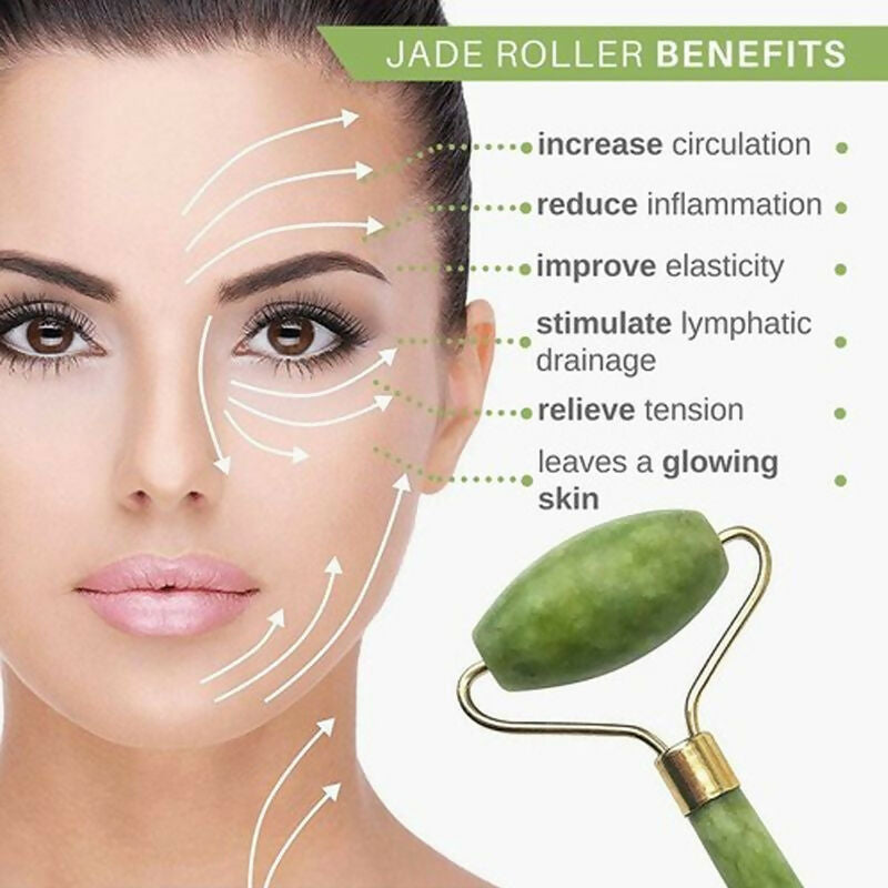WishCare Face Massage Jade Roller For Glowing Skin - Green - Distacart