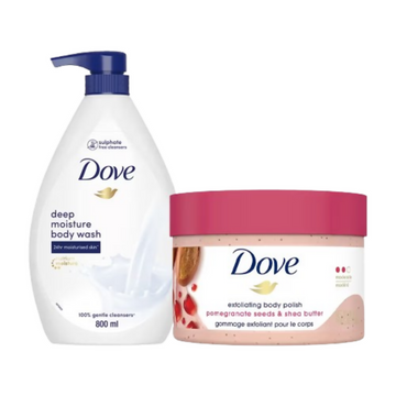 Dove Bestselling - Pomegranate Scrub & Deep Moisture Bodywash Combo - Distacart