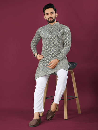 Anaita Grey Chikankari Work Viscose Rayon Straight Kurta - Distacart