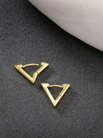 NVR Men's Gold-Plated Geometric Shape Stainless Steel Studs Earring - Distacart