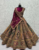 Thumbnail for Jyoti Fashion Women's Multicolor Velvet Fancy Patch, Multi Thread Embroidered, Zircon Diamond, Sequins Work Wedding Lehenga Choli - Distacart