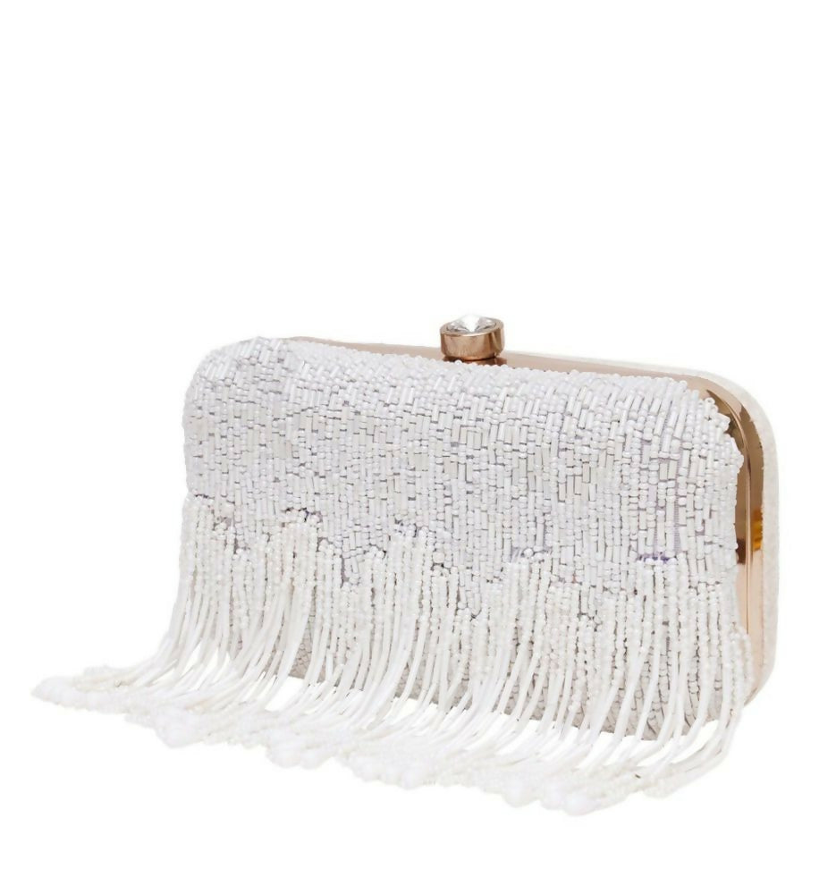 Joban Fashion Women Embellished Box Clutch - White