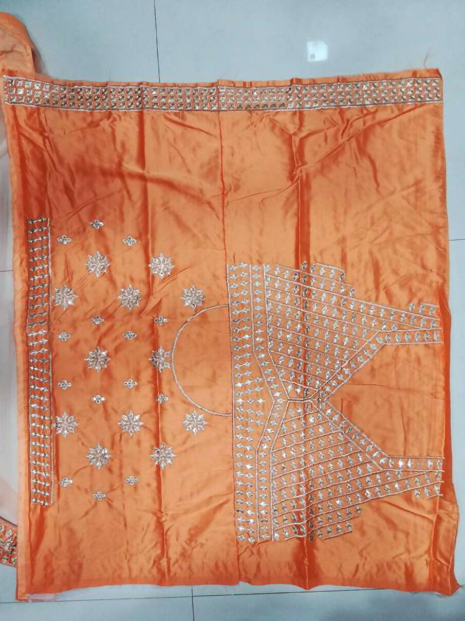 Jyoti Fashion Delightful Orange Sequins, Zari with Embroidered Devsena Silk Lehenga Choli with Dupatta - Distacart