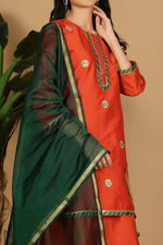 Thumbnail for Joban Fashion Orange Taffeta Lehenga Set