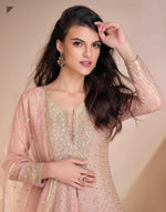 Thumbnail for Anaita Peach Georgette Readymade Suit with Codding Dori & Sequence Work - Distacart