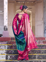 Thumbnail for Shree Shyam Fashion Teal Soft Silk Saree - Distacart