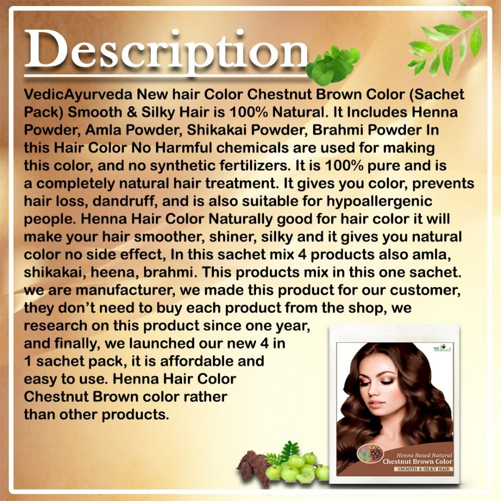 VedicAyurveda Henna Hair Color - Chestnut Brown - Dista