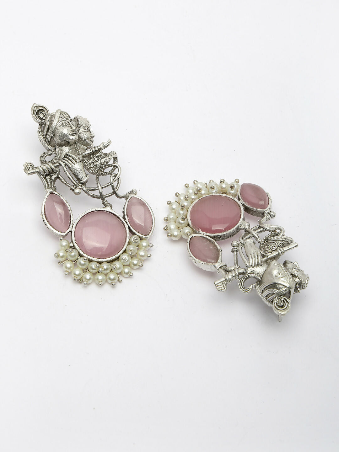NVR Women's Silver-Plated Artificial Stones and Beads Radha Krishna Drop Earrings - Distacart