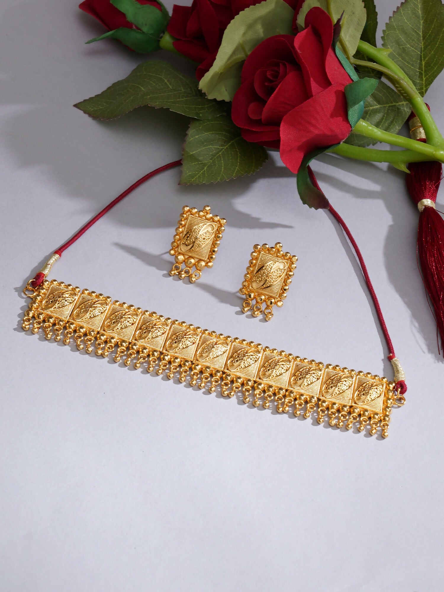 Gold plating jewellery set (Gold) - Ruby Raang - Distacart