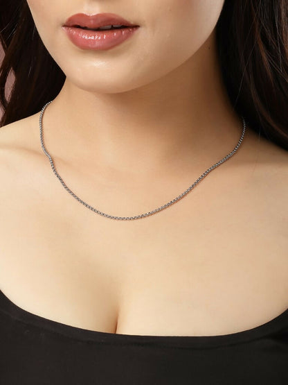 NVR Women's Silver-Toned German Silver Oxidised Chain - Distacart