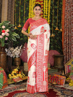 Thumbnail for Astita Silk White Saree