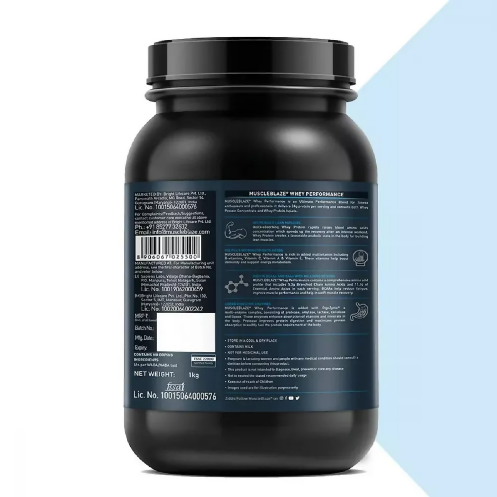 MuscleBlaze Whey Performance Protein Chocolate - Distacart