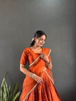 Thumbnail for Teeya Creation New Trendy Stylist South Style Lehenga Choli Set - Orange - Dista