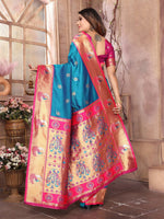 Thumbnail for Joban Fashion Paithani Royal Blue Woven Soft Silk Saree
