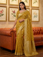 Thumbnail for Shree Shyam Fashion Mustard Tissue Silk Saree - Distacart