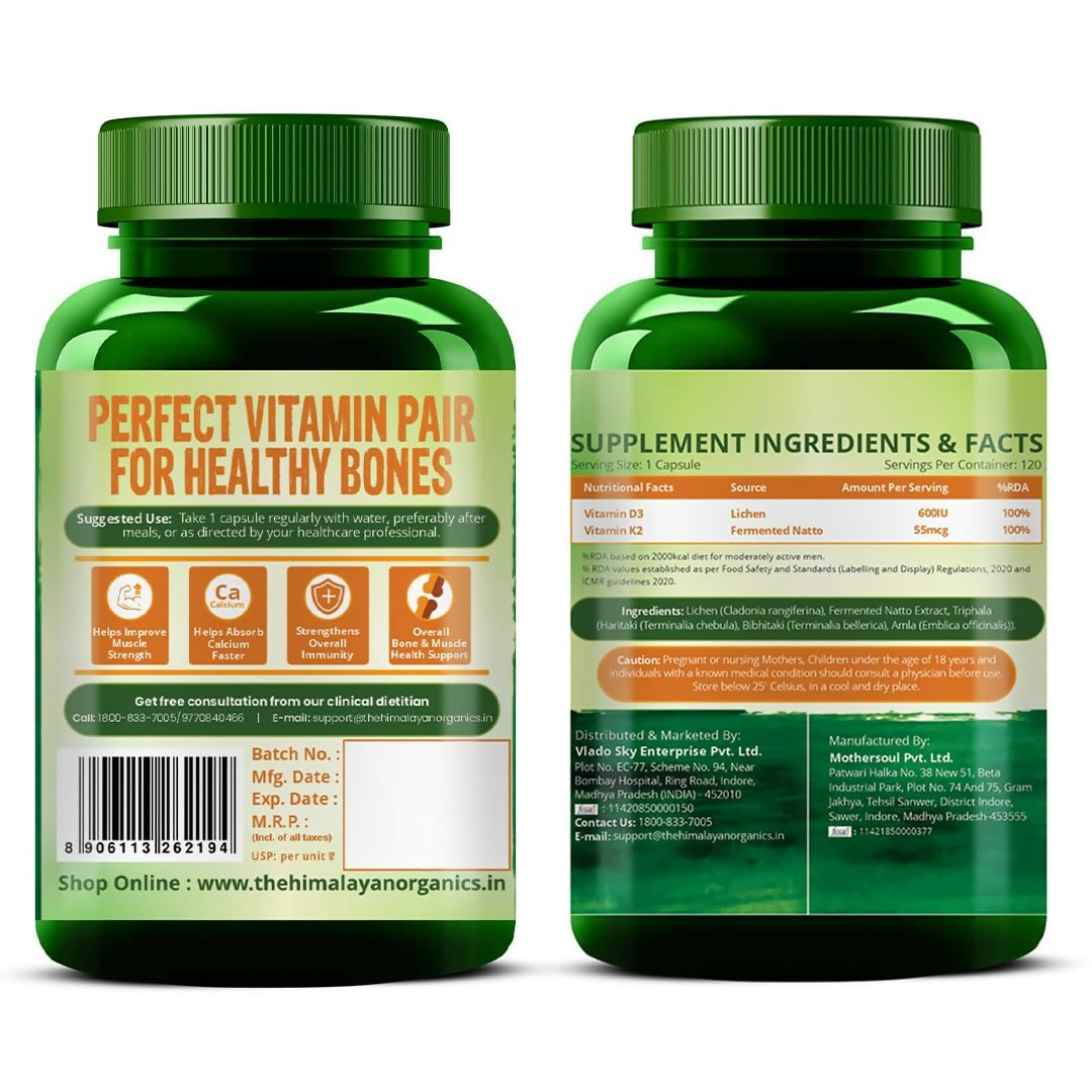 Himalayan Organics Vlado’s Plant Based 600iU Supplement Vitamin D3 + K2