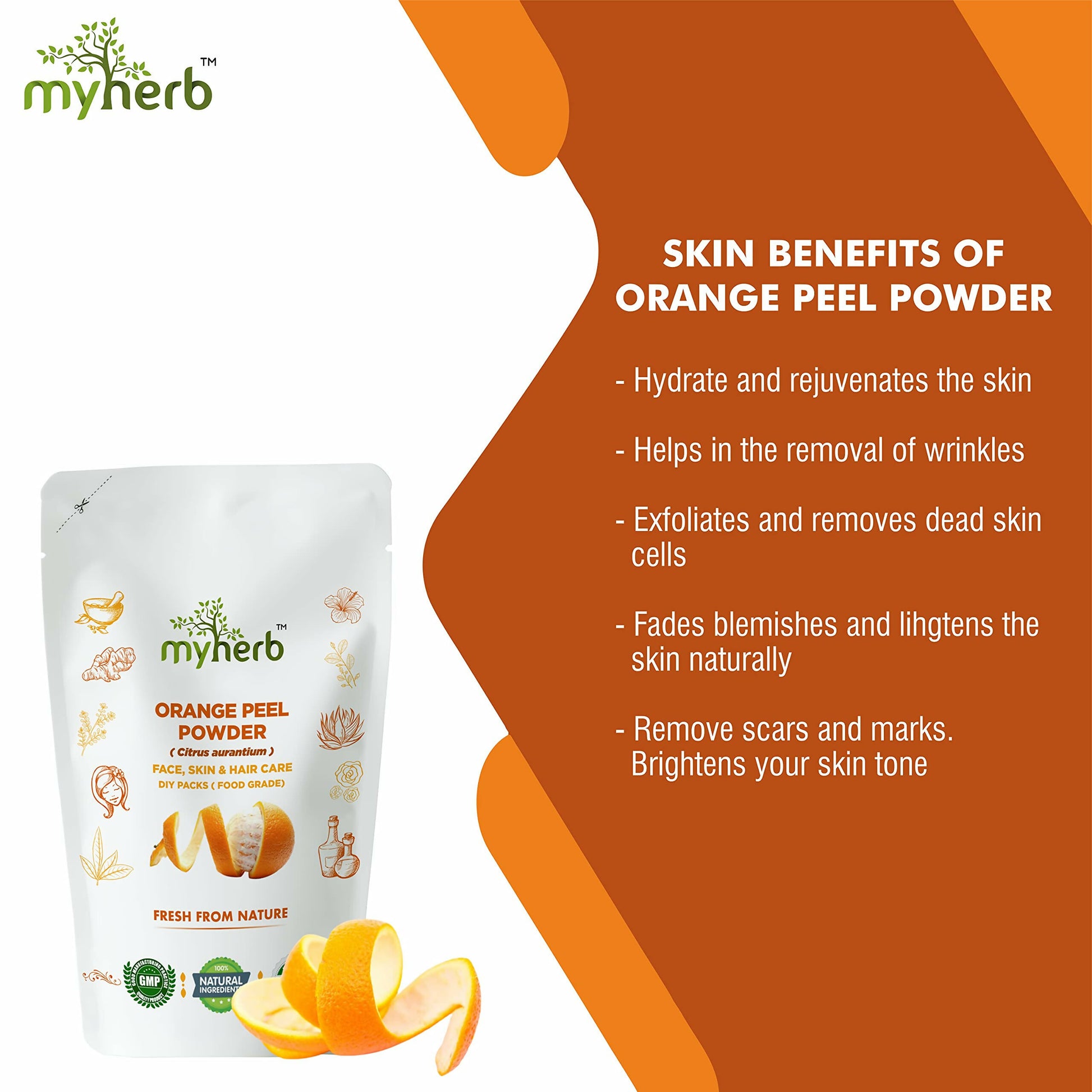 Myherb Pure Natural Organic Orange Peel Powder - Distacart
