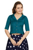 Aastha Fashion Women's Women's Teal Art Silk Button Readymade Blouse - Distacart