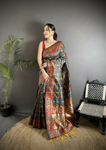 Thumbnail for Joban Fashion Dark Green Banarasi Soft Silk Woven Saree