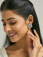 Thumbnail for Nuyug 22K Gold-Plated Crystal & Zircon Stone Studded Floral Studs