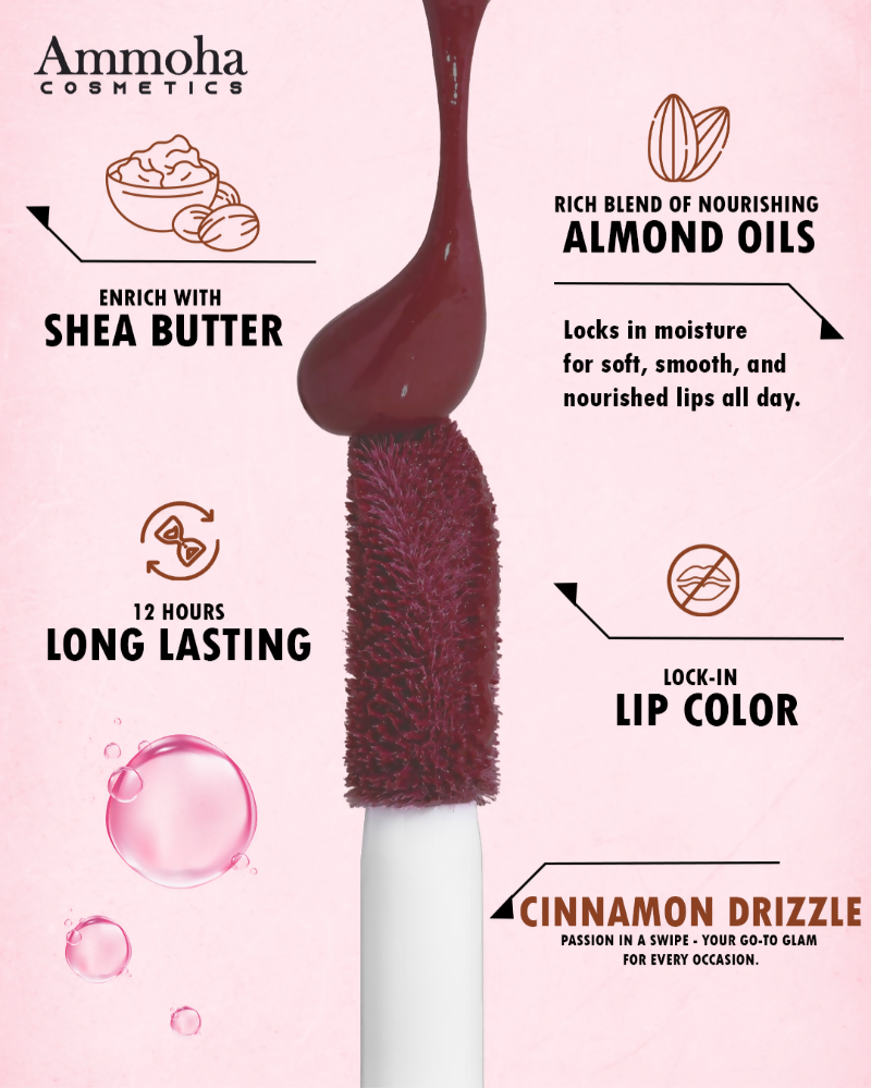 Ammoha Cosmetics Long-Lasting, Matte-Finished Cinnamon Drizzle Color Liquid Lipstick - Distacart