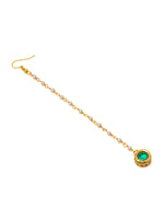Thumbnail for Ruby Raang Green Meenakari Kundan Maang Tikka